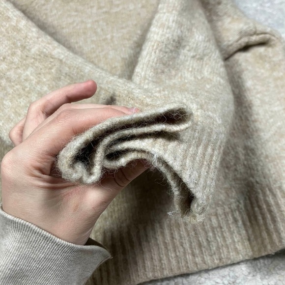 Banana Republic Womens Tan Wool Blend Mock Neck Sweater Medium - Picture 3 of 11